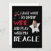 2 Trinken Sie Wein und spielen Sie mit meinem Beag Einladung (Vorne/Hinten)