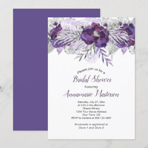 2 Ultra-Violet-Lavendel-Grau-Brautparty Einladung