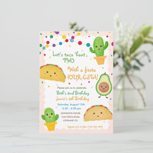 2. und 4. Geburtstag - Custom Einladung (Stehend Vorderseite)