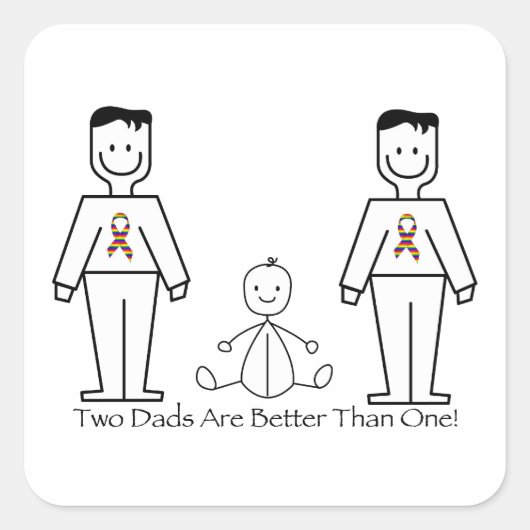 2 Vater sind besser als eins Quadratischer Aufkleber (Vorderseite)