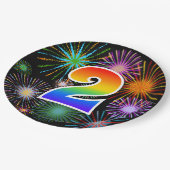 2. Veranstaltung - Spaß, farbenfroh, kühl, Regenbo Pappteller (Schrägansicht)