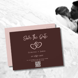 2 Verflochtene Herzen mit Initialen Save the Date Postkarte
