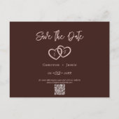 2 Verflochtene Herzen mit Initialen Save the Date Postkarte (Vorderseite)