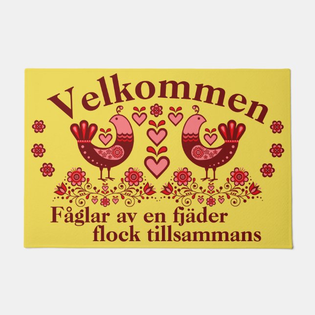 2 VolksFåglar Handels en fjäder, Velkommen/rød Fußmatte (Vorderseite)