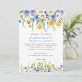 #2 Watercolor Blue Yellow Wildblumen Einladungen (Stehend Vorderseite)