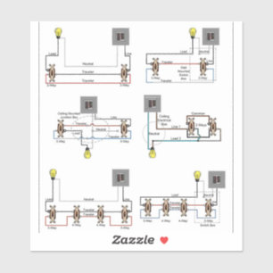 2-Wege-, 3-Wege-, 4-Wege-Switch-Diagramme auf eine Aufkleber