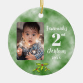 2. Weihnachten eines Fotos Rund Green Keramik Ornament (Vorne)