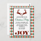 2 Weihnachten Hirsch Jumping Rustikales Party Einl Postkarte (Vorne/Hinten)