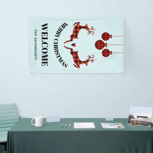 2 Weihnachten Hirsch Springen Rustikaler Stil Banner (Messeveranstaltung)