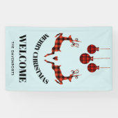 2 Weihnachten Hirsch Springen Rustikaler Stil Banner (Horizontal)