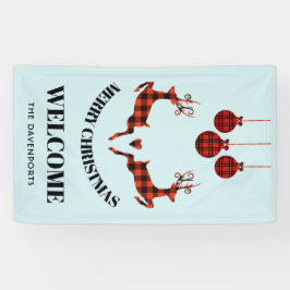 2 Weihnachten Hirsch Springen Rustikaler Stil Banner