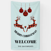 2 Weihnachten Hirsch Springen Rustikaler Stil Banner (Vertikal)