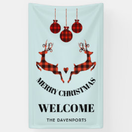 2 Weihnachten Hirsch Springen Rustikaler Stil Banner