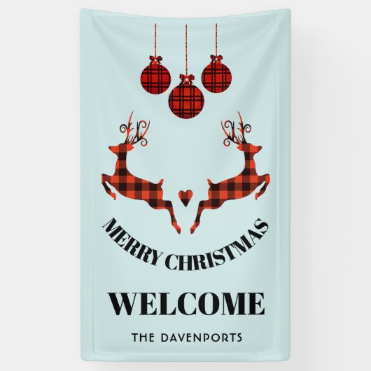 2 Weihnachten Hirsch Springen Rustikaler Stil Banner (Vertikal)