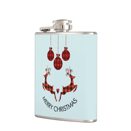 2 Weihnachten Hirsch Springen Rustikaler Stil Flachmann (Links)