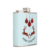 2 Weihnachten Hirsch Springen Rustikaler Stil Flachmann (Rechts)