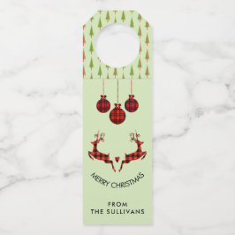 2 Weihnachten Hirsch Springen Rustikaler Stil Flaschenanhänger