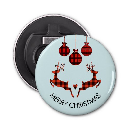 2 Weihnachten Hirsch Springen Rustikaler Stil Flaschenöffner (Vorderseite)