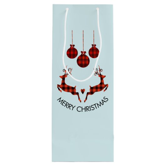 2 Weihnachten Hirsch Springen Rustikaler Stil Geschenktüte Für Weinflaschen (Rückseite)