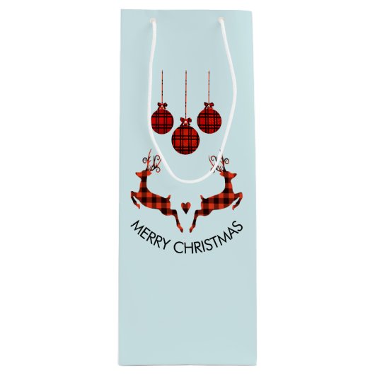 2 Weihnachten Hirsch Springen Rustikaler Stil Geschenktüte Für Weinflaschen (Vorderseite)