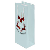 2 Weihnachten Hirsch Springen Rustikaler Stil Geschenktüte Für Weinflaschen (Vorderseite Schrägansicht)