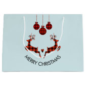 2 Weihnachten Hirsch Springen Rustikaler Stil Große Geschenktüte (Vorderseite)