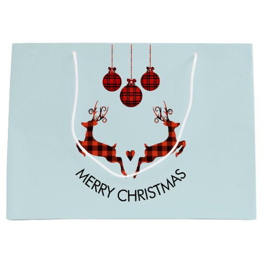2 Weihnachten Hirsch Springen Rustikaler Stil Große Geschenktüte (Vorderseite)