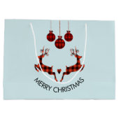 2 Weihnachten Hirsch Springen Rustikaler Stil Große Geschenktüte (Rückseite)