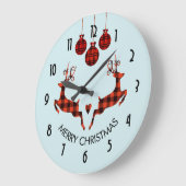 2 Weihnachten Hirsch Springen Rustikaler Stil Große Wanduhr (Winkel)