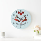 2 Weihnachten Hirsch Springen Rustikaler Stil Große Wanduhr (Zuhause)