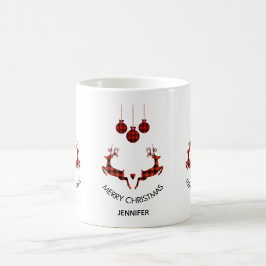 2 Weihnachten Hirsch Springen Rustikaler Stil Kaffeetasse (Mittel)