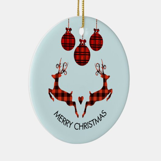 2 Weihnachten Hirsch Springen Rustikaler Stil Keramik Ornament (Rechts)