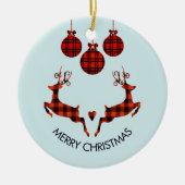 2 Weihnachten Hirsch Springen Rustikaler Stil Keramik Ornament (Vorne)