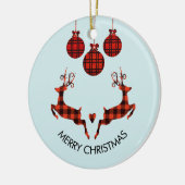 2 Weihnachten Hirsch Springen Rustikaler Stil Keramik Ornament (Links)