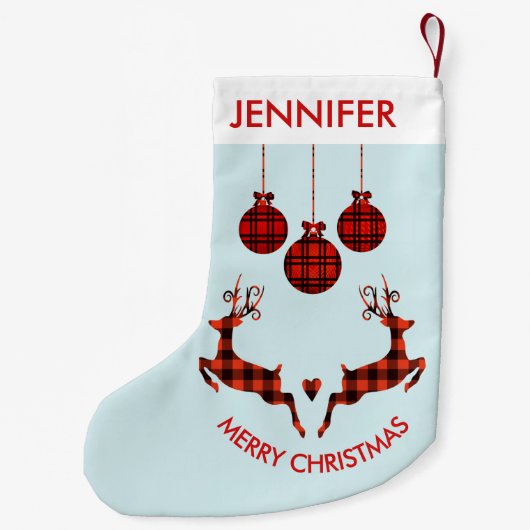 2 Weihnachten Hirsch Springen Rustikaler Stil Kleiner Weihnachtsstrumpf (Rückseite)