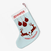 2 Weihnachten Hirsch Springen Rustikaler Stil Kleiner Weihnachtsstrumpf (Rückseite (Hängend))