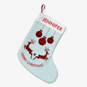 2 Weihnachten Hirsch Springen Rustikaler Stil Kleiner Weihnachtsstrumpf (Vorderansicht (hängend))