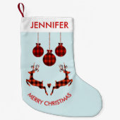 2 Weihnachten Hirsch Springen Rustikaler Stil Kleiner Weihnachtsstrumpf (Vorderseite)