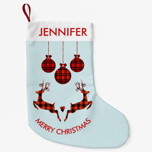 2 Weihnachten Hirsch Springen Rustikaler Stil Kleiner Weihnachtsstrumpf (Vorderseite)