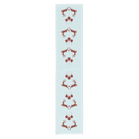 2 Weihnachten Hirsch Springen Rustikaler Stil Kurzer Tischläufer (Vorderseite)