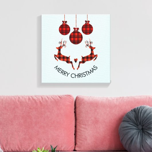 2 Weihnachten Hirsch Springen Rustikaler Stil Leinwanddruck (Insitu (Wohnzimmer))