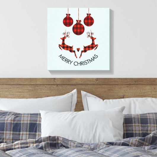 2 Weihnachten Hirsch Springen Rustikaler Stil Leinwanddruck (Insitu (Schlafzimmer))