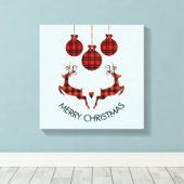 2 Weihnachten Hirsch Springen Rustikaler Stil Leinwanddruck (Insitu (Holzboden))