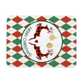 2 Weihnachten Hirsch Springen Rustikaler Stil Magnet (Horizontal)