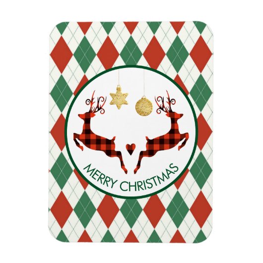 2 Weihnachten Hirsch Springen Rustikaler Stil Magnet (Vertikal)