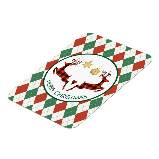 2 Weihnachten Hirsch Springen Rustikaler Stil Magnet (Linke Seite)