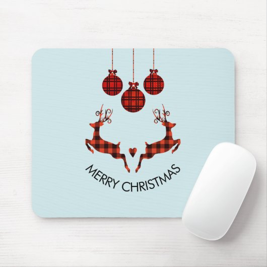 2 Weihnachten Hirsch Springen Rustikaler Stil Mousepad (Mit Mouse)