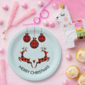 2 Weihnachten Hirsch Springen Rustikaler Stil Pappteller (Party)