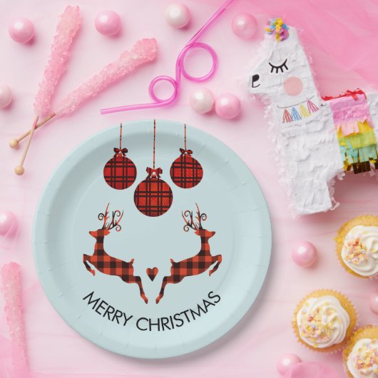 2 Weihnachten Hirsch Springen Rustikaler Stil Pappteller (Party)