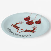 2 Weihnachten Hirsch Springen Rustikaler Stil Pappteller (Schrägansicht)